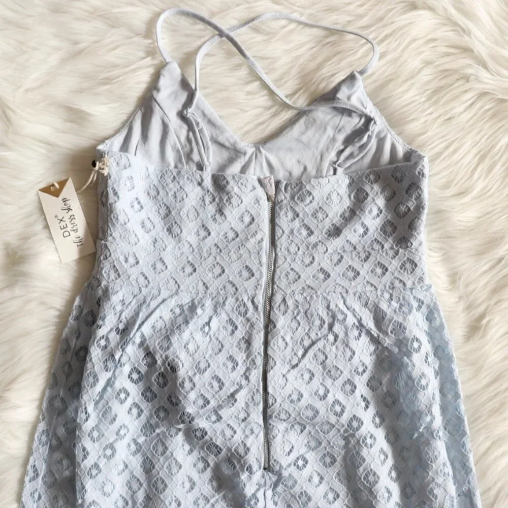 NEW Dex Blue Lace Crochet Summer Dress Size XS